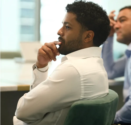 Discover focused employee in meeting