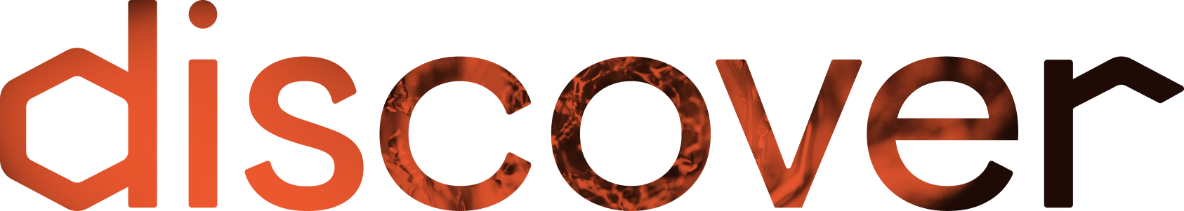 The word DISCOVER in lowercase, bold orange letters with a textured, patterned fill.